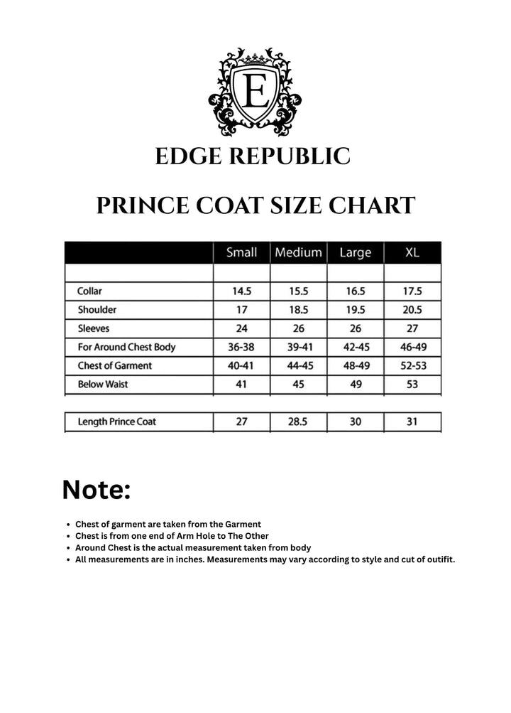 Modest by Edge Republic Mens RTW Embroidered Blended Cotton 3 Piece Suit Prince Coat ER 3003 Festive Collection