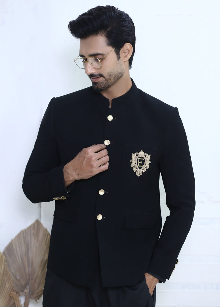 Modest by Edge Republic Mens RTW Embroidered Blended Cotton 3 Piece Suit Prince Coat ER 3001 Festive Collection