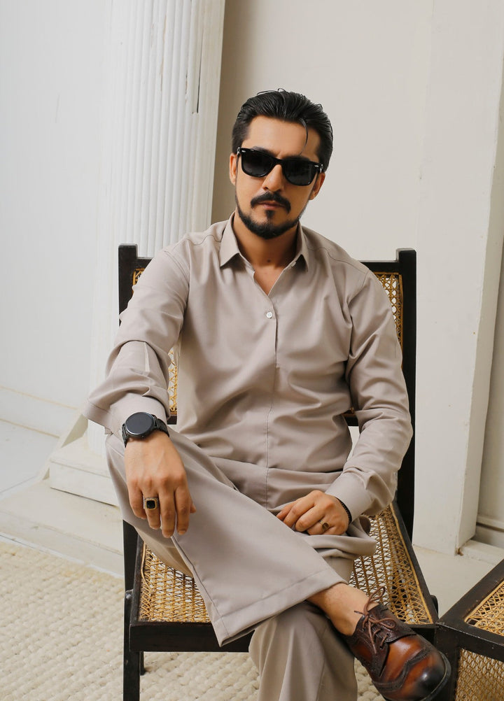 Modern Edge Republic Mens RTW Solids Wash N Wear 2 Piece Suit Mid Beige ER 804 Festive Collection