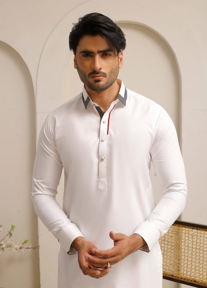 Modern Edge Republic Mens RTW Solids Wash N Wear 2 Piece Suit Soft White ER 802 Festive Collection