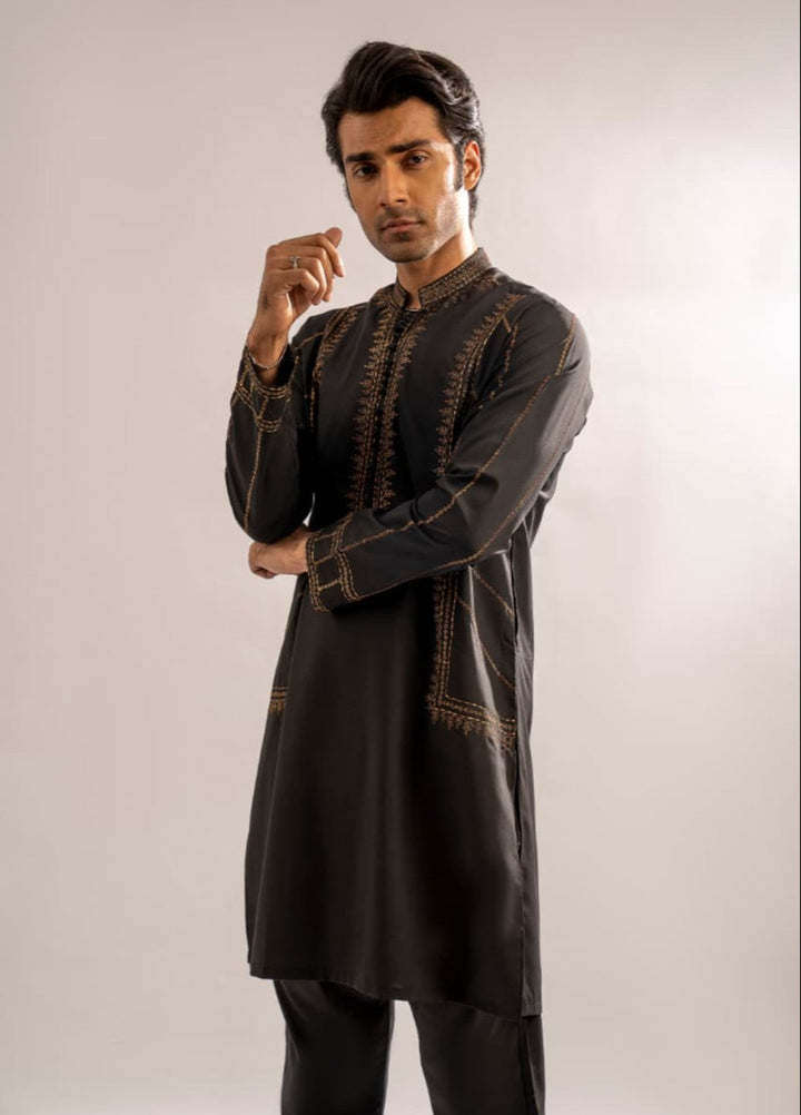 Modern Edge Republic Mens RTW Solids Wash N Wear 2 Piece Suit Ravish Black CK 749 Festive Collection