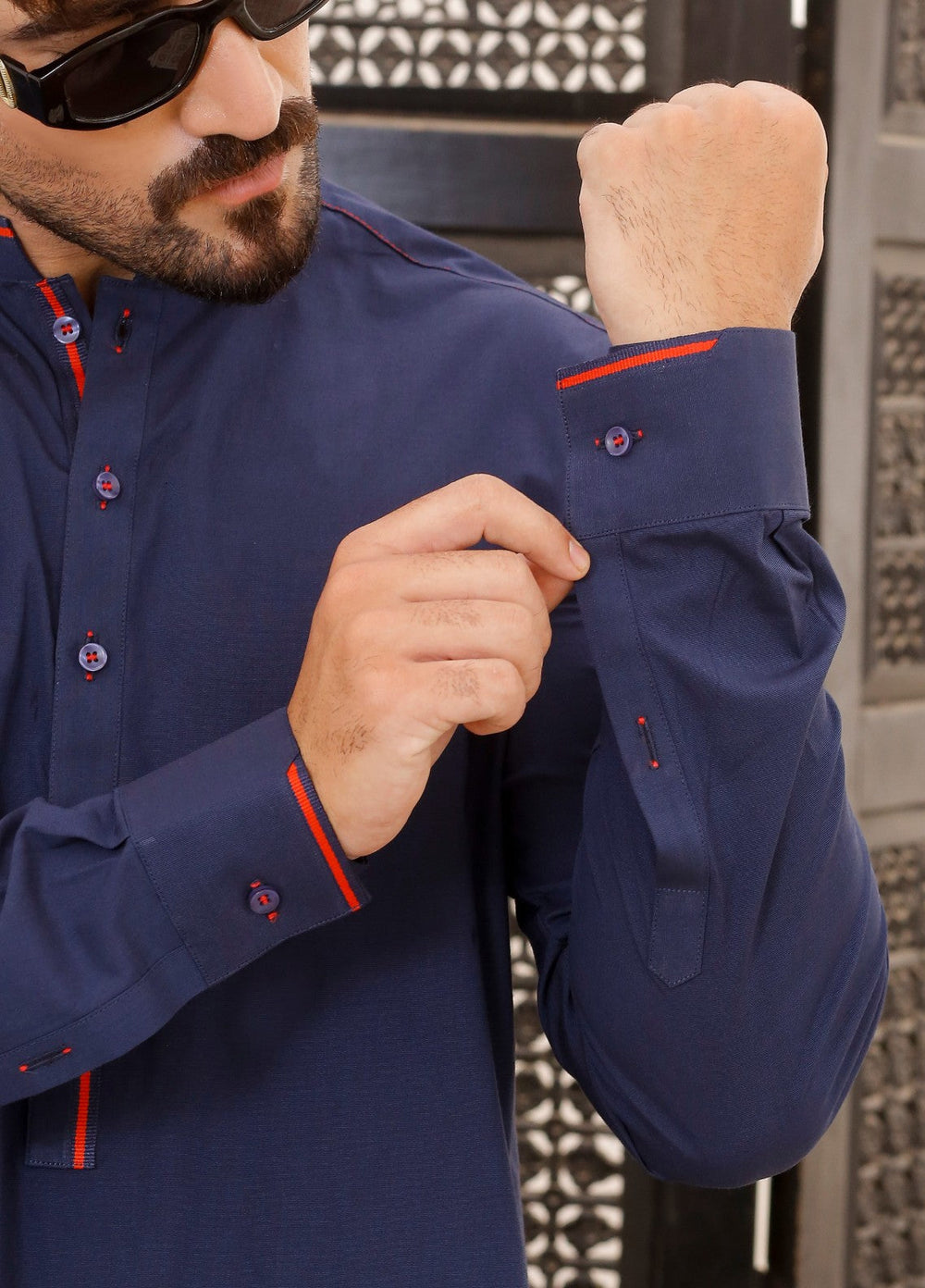 Modern Edge Republic Mens RTW Solids Wash N Wear 2 Piece Suit Navy Blue ER 792 Festive Collection