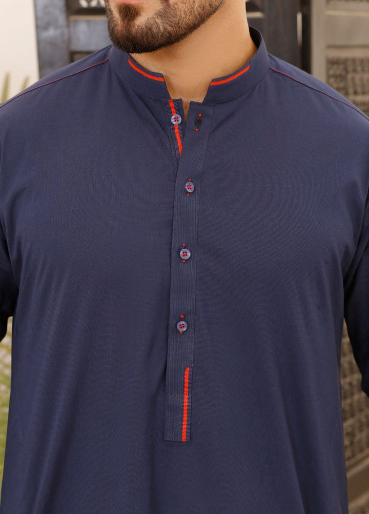 Modern Edge Republic Mens RTW Solids Wash N Wear 2 Piece Suit Navy Blue ER 792 Festive Collection
