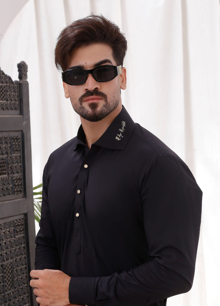Modern Edge Republic Mens RTW Solids Wash N Wear 2 Piece Suit Black ER 796 Festive Collection