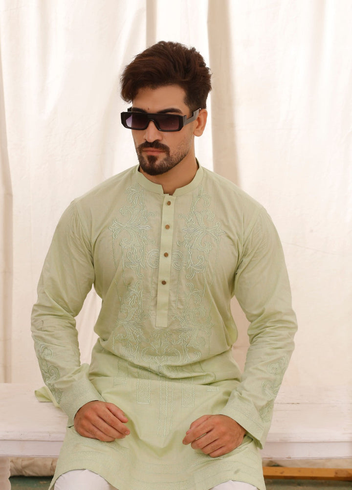 Modern Edge Republic Mens RTW Solids Wash N Wear 2 Piece Suit Sea Green CK 758 Festive Collection