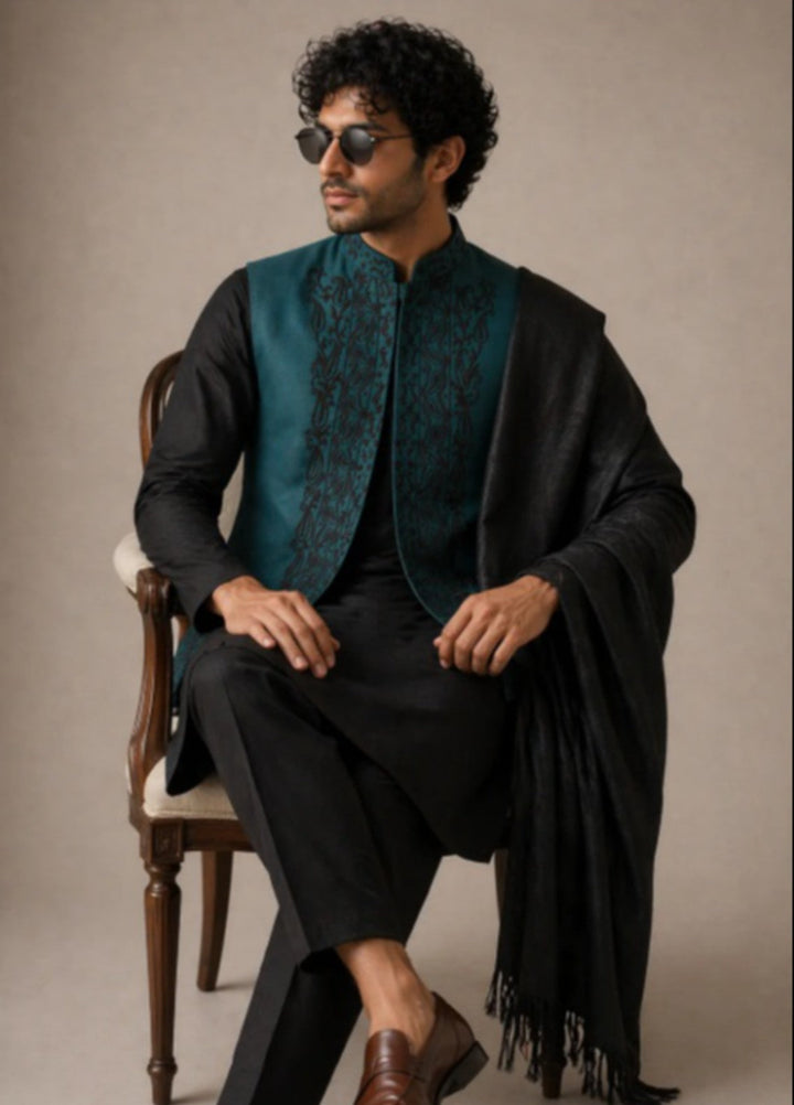 Luxe Waistcoat by Edge Republic Mens RTW Embroidered Wash N Wear 2 Piece Suit ER WC 2011 Festive Collection
