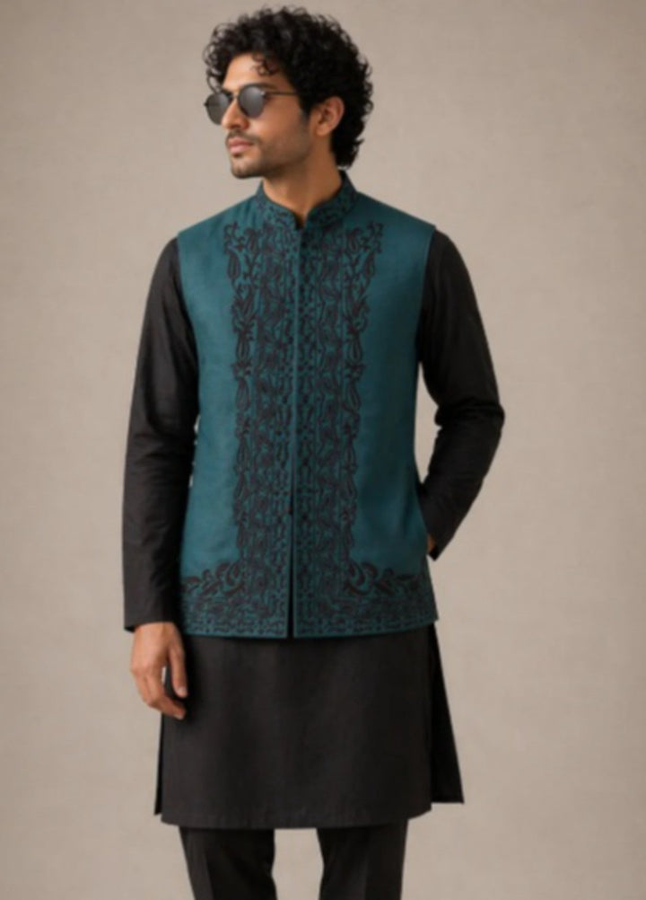 Luxe Waistcoat by Edge Republic Mens RTW Embroidered Wash N Wear 2 Piece Suit ER WC 2011 Festive Collection