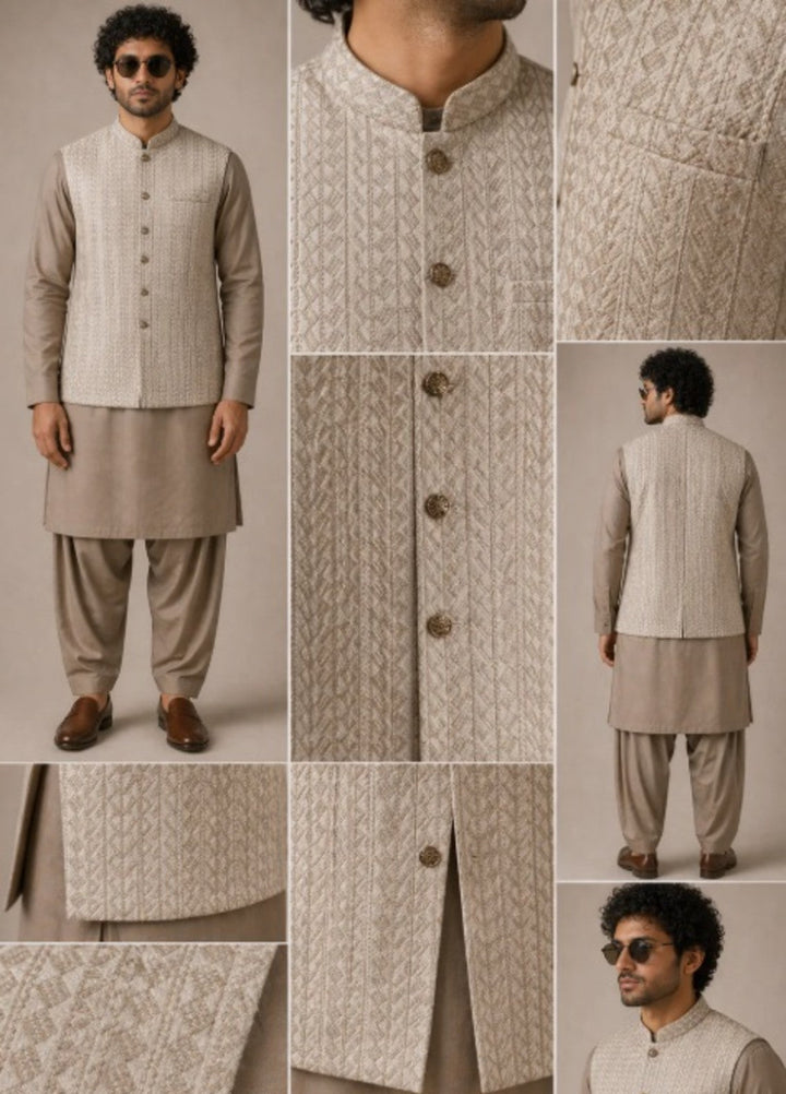 Luxe Waistcoat by Edge Republic Mens RTW Embroidered Wash N Wear 2 Piece Suit ER WC 2013 Festive Collection