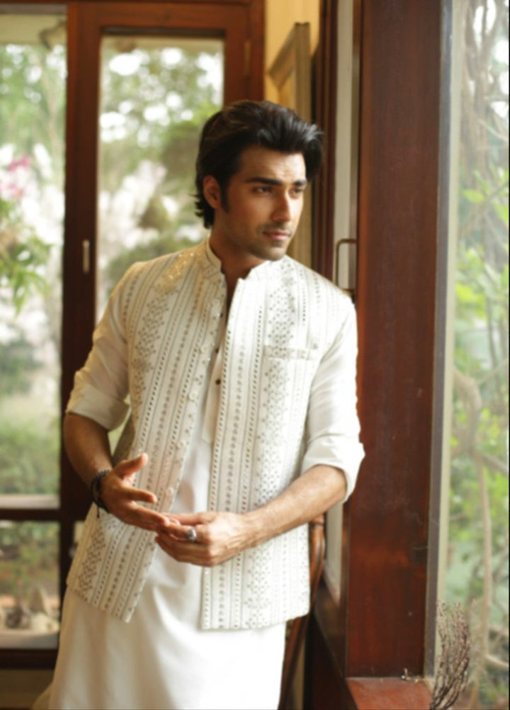 Luxe Waistcoat by Edge Republic Mens RTW Embroidered Wash N Wear 2 Piece Suit ER WC 2010 Festive Collection