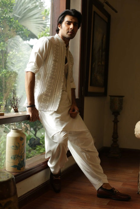Luxe Waistcoat by Edge Republic Mens RTW Embroidered Wash N Wear 2 Piece Suit ER WC 2010 Festive Collection