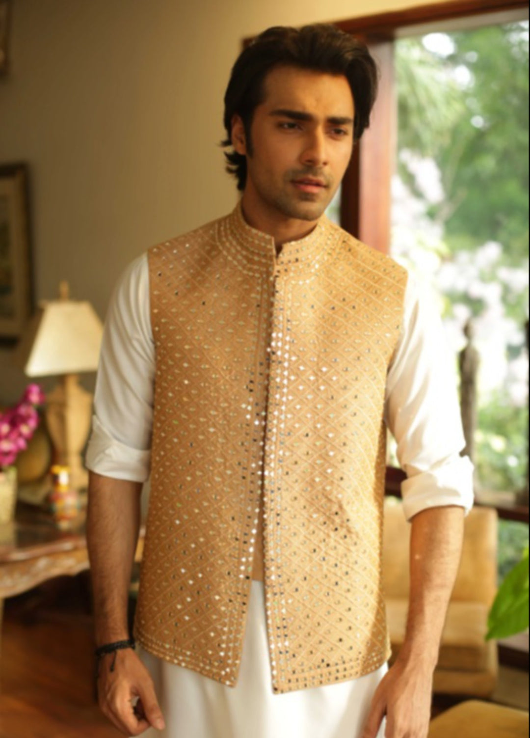 Luxe Waistcoat by Edge Republic Mens RTW Embroidered Wash N Wear 2 Piece Suit ER WC 2009 Festive Collection
