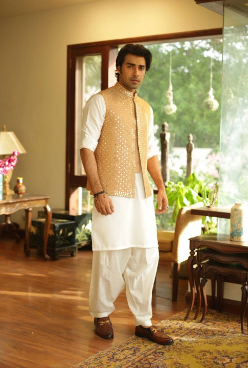 Luxe Waistcoat by Edge Republic Mens RTW Embroidered Wash N Wear 2 Piece Suit ER WC 2009 Festive Collection