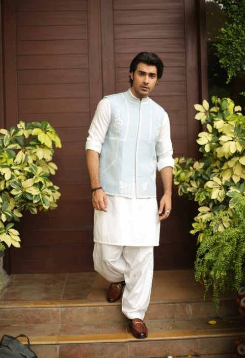 Luxe Waistcoat by Edge Republic Mens RTW Embroidered Wash N Wear 2 Piece Suit ER WC 2008 Festive Collection