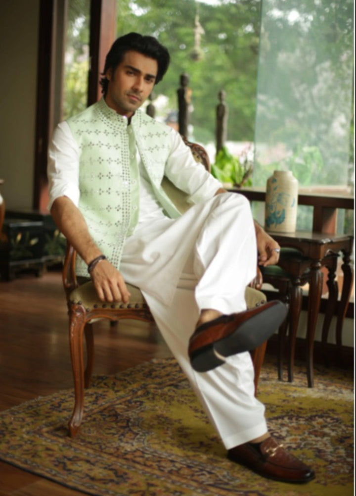 Luxe Waistcoat by Edge Republic Mens RTW Embroidered Wash N Wear 2 Piece Suit ER WC 2005 Festive Collection
