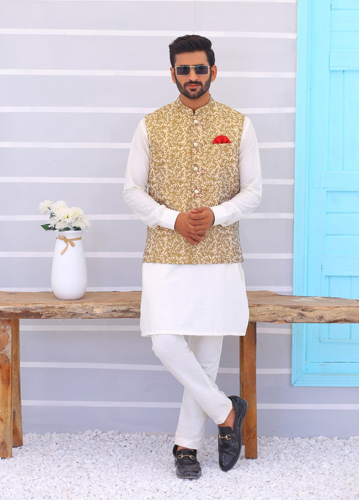 Luxe Waistcoat by Edge Republic Mens RTW Embroidered Wash N Wear 2 Piece Suit ER WC 2001 Festive Collection