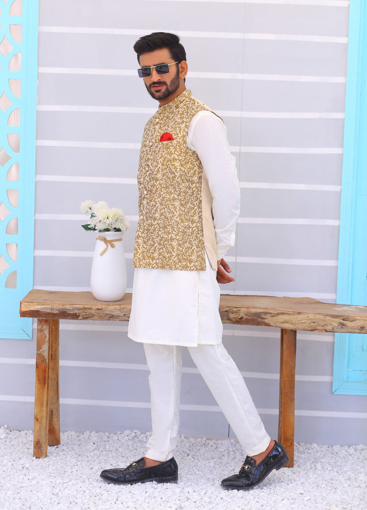 Luxe Waistcoat by Edge Republic Mens RTW Embroidered Wash N Wear 2 Piece Suit ER WC 2001 Festive Collection