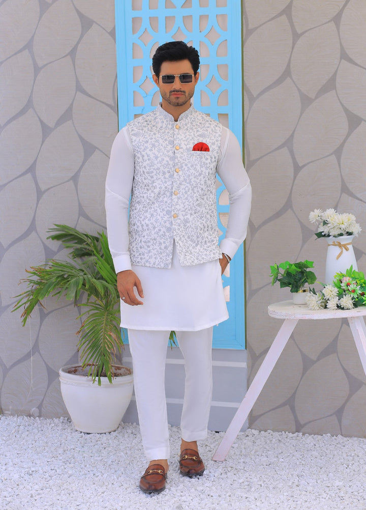 Luxe Waistcoat by Edge Republic Mens RTW Embroidered Wash N Wear 2 Piece Suit ER WC 2000 Festive Collection