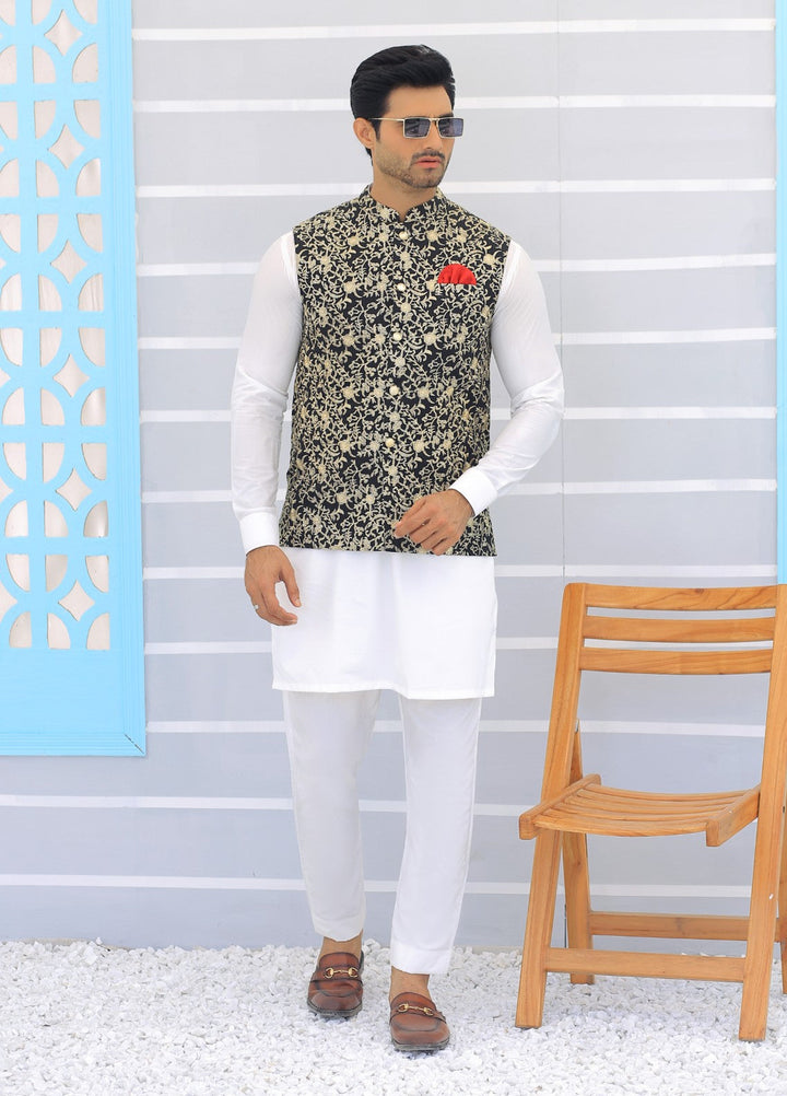 Luxe Waistcoat by Edge Republic Mens RTW Embroidered Wash N Wear 2 Piece Suit ER WC 1099 Festive Collection