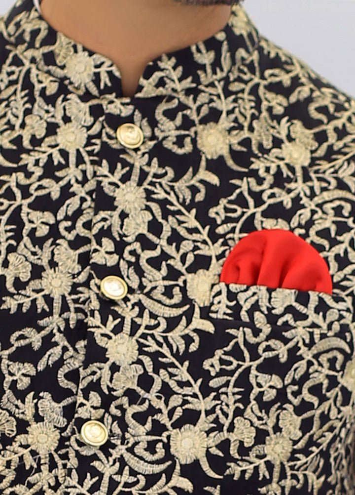 Luxe Waistcoat by Edge Republic Mens RTW Embroidered Wash N Wear 2 Piece Suit ER WC 1099 Festive Collection