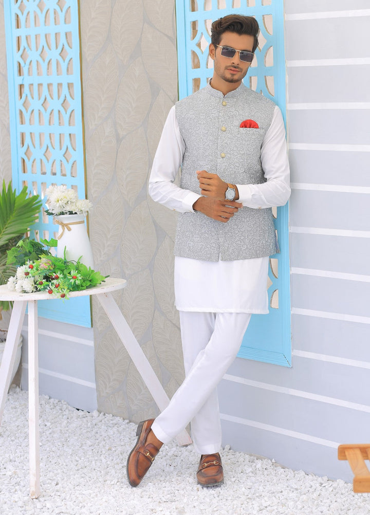 Luxe Waistcoat by Edge Republic Mens RTW Embroidered Wash N Wear 2 Piece Suit ER WC 1098 Festive Collection