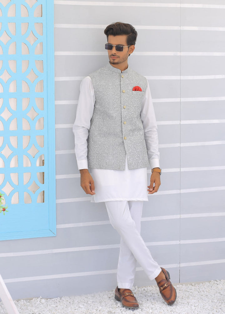 Luxe Waistcoat by Edge Republic Mens RTW Embroidered Wash N Wear 2 Piece Suit ER WC 1098 Festive Collection
