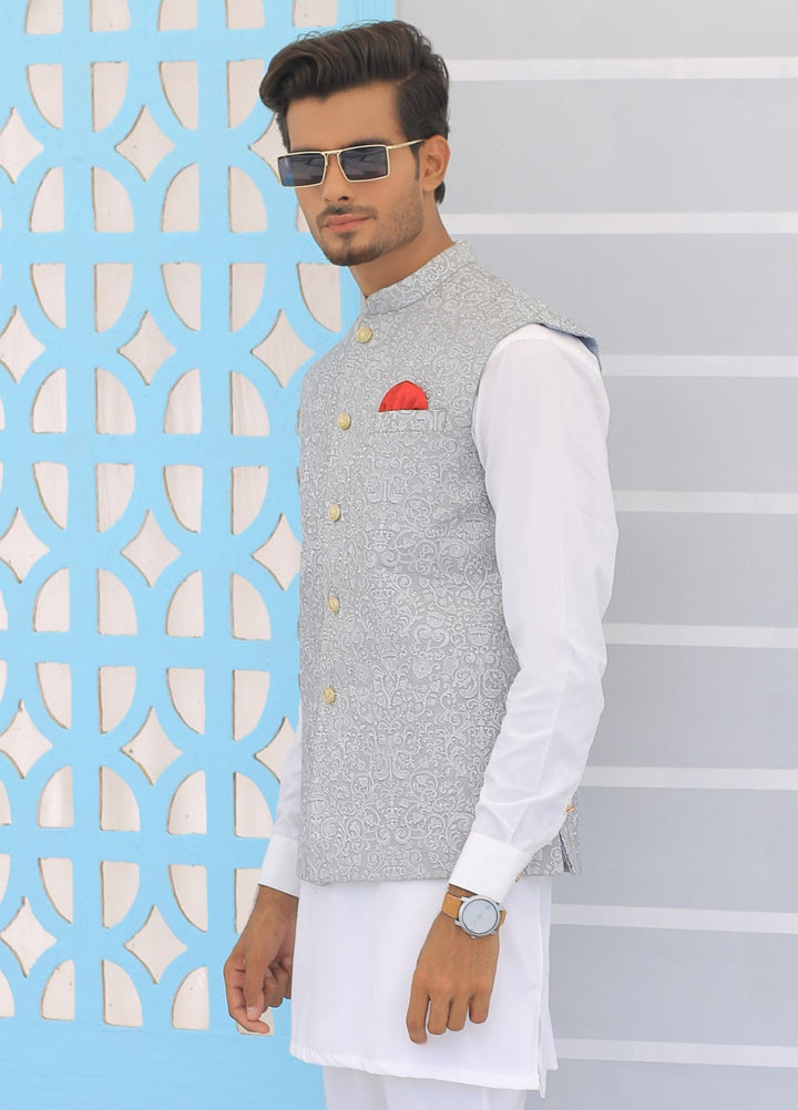Luxe Waistcoat by Edge Republic Mens RTW Embroidered Wash N Wear 2 Piece Suit ER WC 1098 Festive Collection