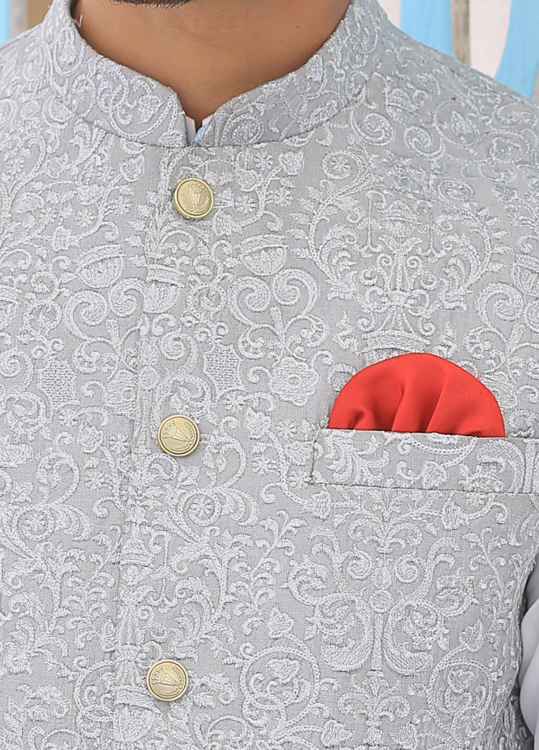 Luxe Waistcoat by Edge Republic Mens RTW Embroidered Wash N Wear 2 Piece Suit ER WC 1098 Festive Collection