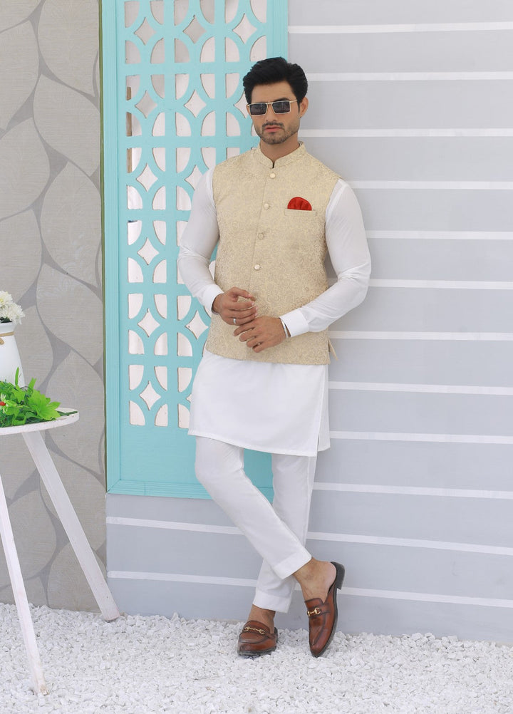 Luxe Waistcoat by Edge Republic Mens RTW Embroidered Wash N Wear 2 Piece Suit ER WC 2002 Festive Collection