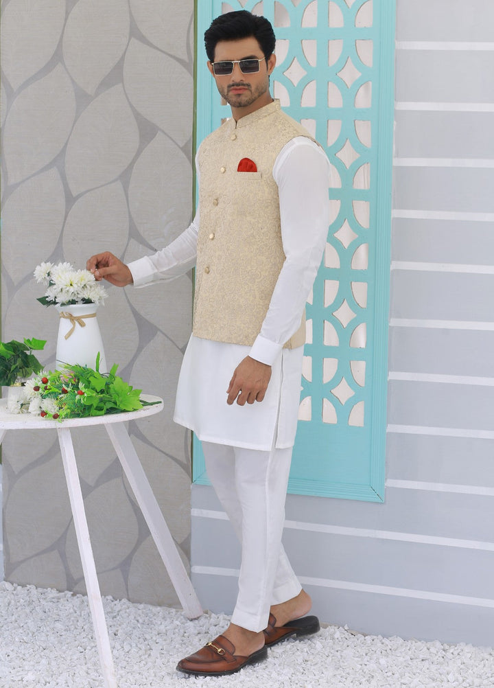 Luxe Waistcoat by Edge Republic Mens RTW Embroidered Wash N Wear 2 Piece Suit ER WC 2002 Festive Collection