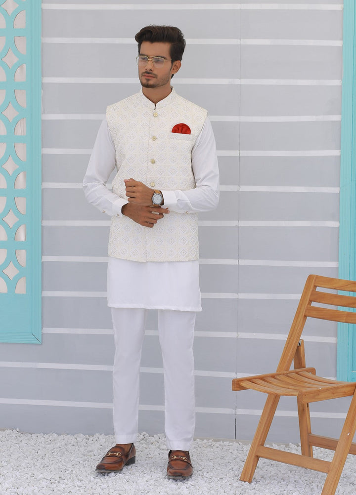 Luxe Waistcoat by Edge Republic Mens RTW Embroidered Wash N Wear 2 Piece Suit ER WC 1096 Festive Collection