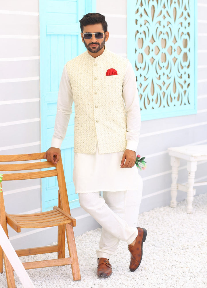 Luxe Waistcoat by Edge Republic Mens RTW Embroidered Wash N Wear 2 Piece Suit ER WC 1095 Festive Collection