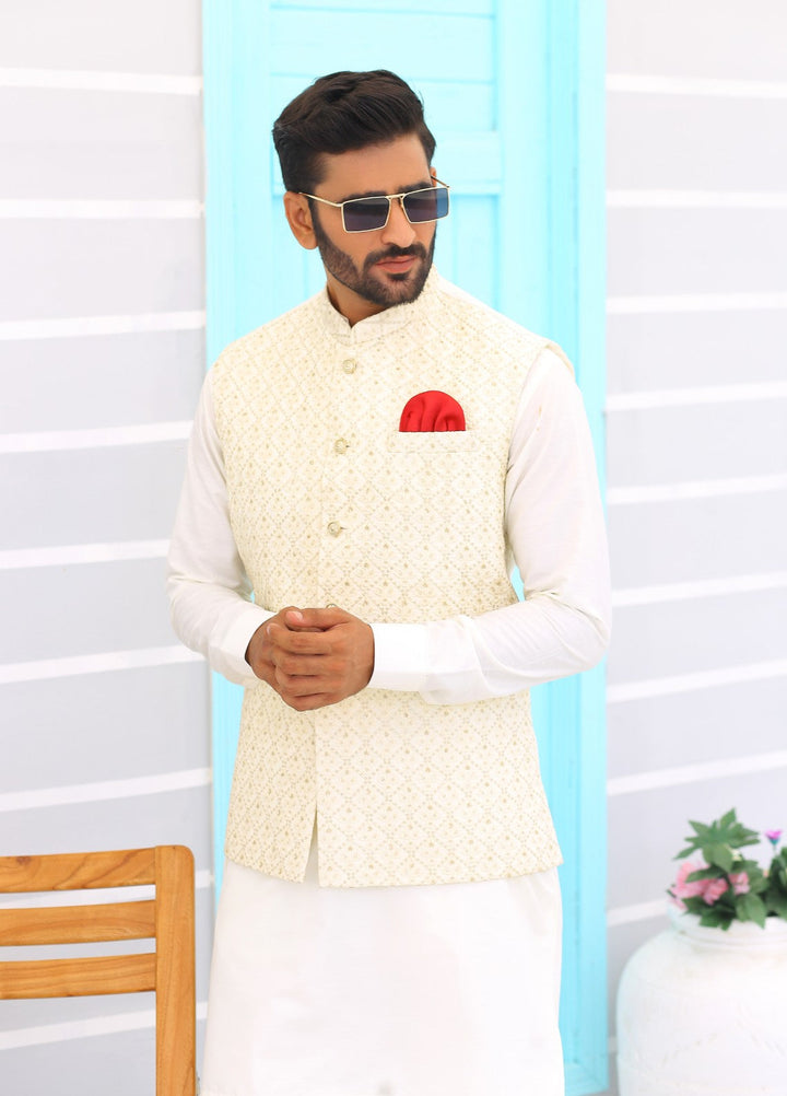 Luxe Waistcoat by Edge Republic Mens RTW Embroidered Wash N Wear 2 Piece Suit ER WC 1095 Festive Collection
