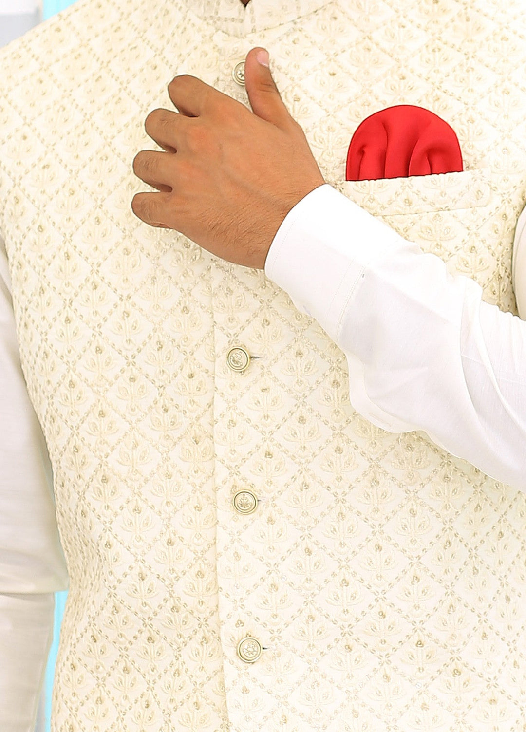 Luxe Waistcoat by Edge Republic Mens RTW Embroidered Wash N Wear 2 Piece Suit ER WC 1095 Festive Collection
