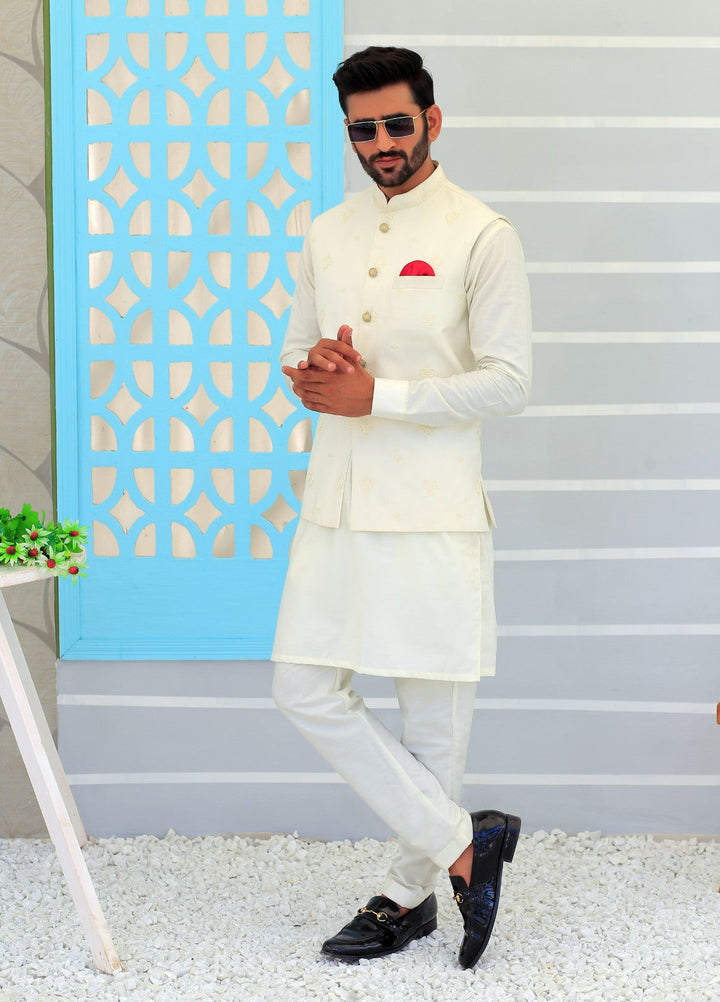 Luxe Waistcoat by Edge Republic Mens RTW Embroidered Wash N Wear 2 Piece Suit ER WC 1093 Festive Collection