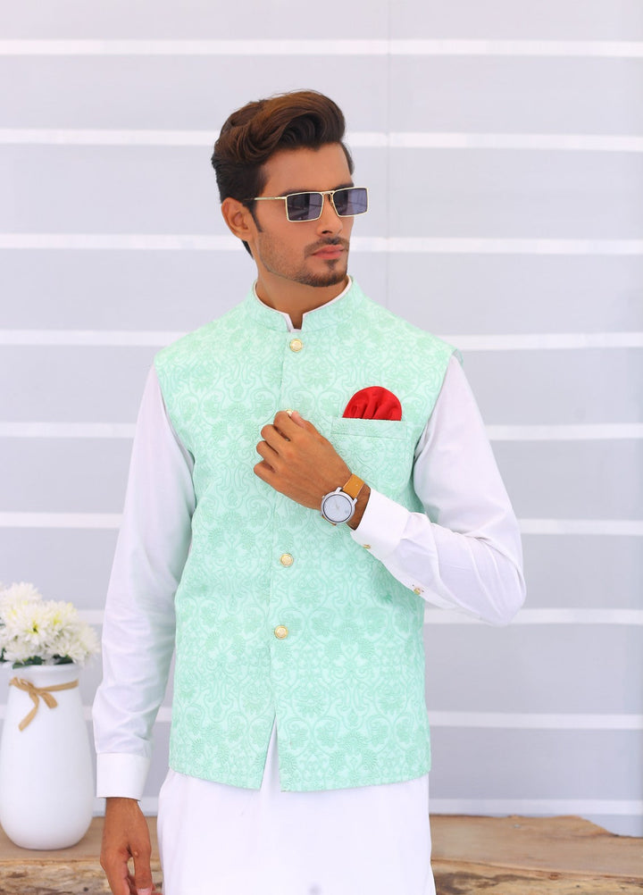 Luxe Waistcoat by Edge Republic Mens RTW Embroidered Wash N Wear 2 Piece Suit ER WC 1092 Festive Collection
