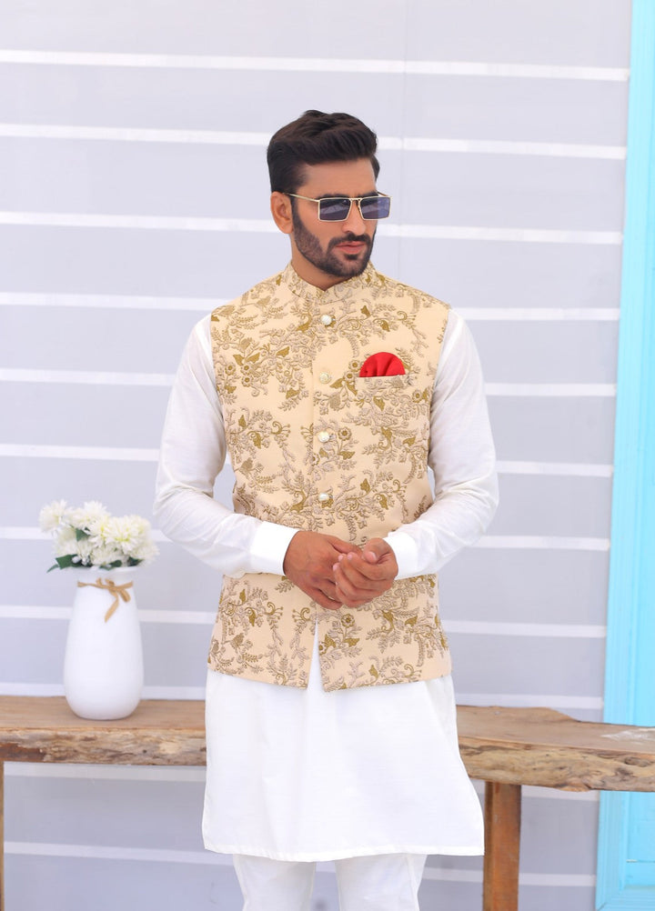 Luxe Waistcoat by Edge Republic Mens RTW Embroidered Wash N Wear 2 Piece Suit ER WC 1091 Festive Collection