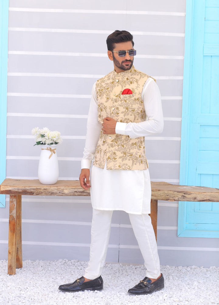 Luxe Waistcoat by Edge Republic Mens RTW Embroidered Wash N Wear 2 Piece Suit ER WC 1091 Festive Collection