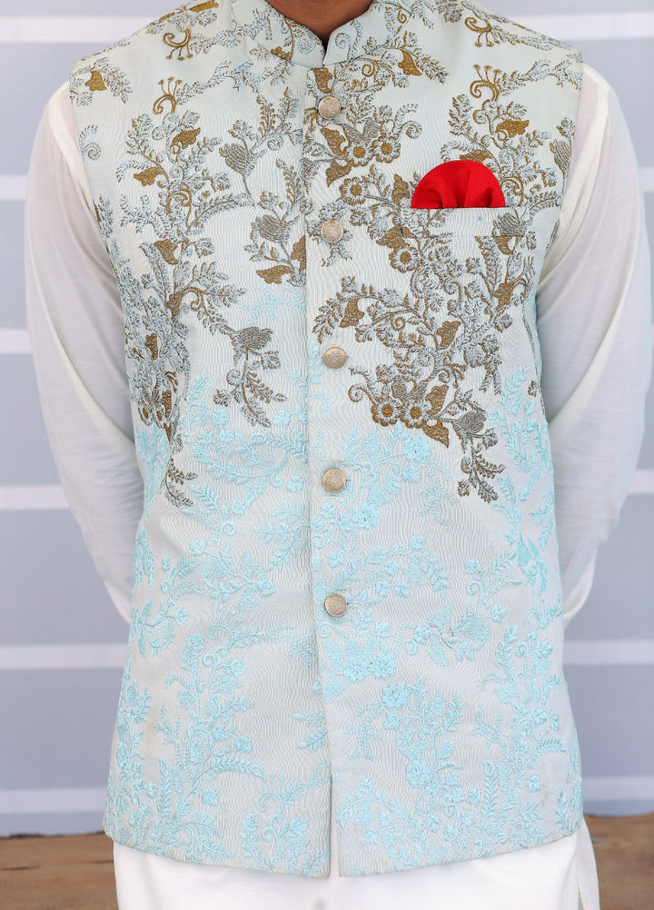 Luxe Waistcoat by Edge Republic Mens RTW Embroidered Wash N Wear 2 Piece Suit ER WC 1086 Festive Collection