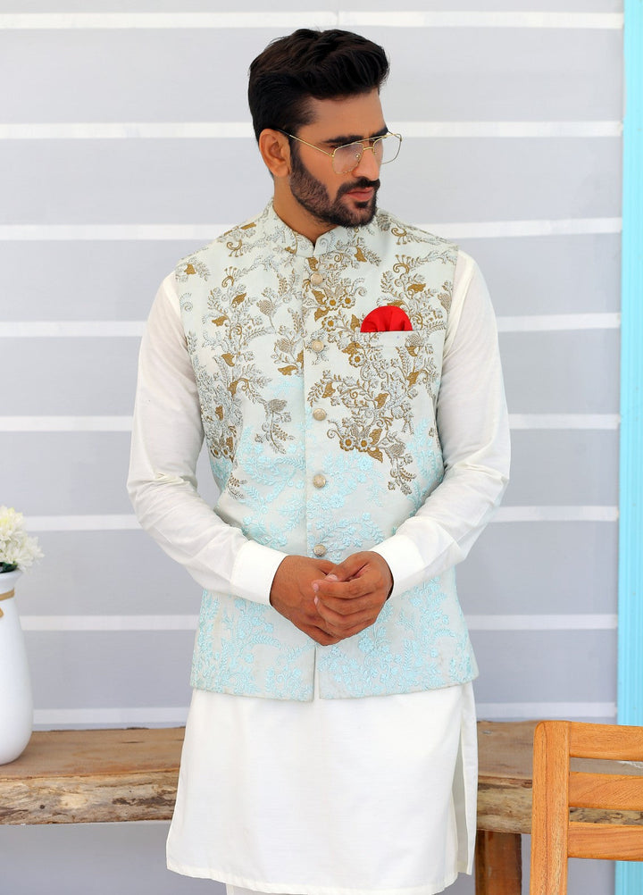 Luxe Waistcoat by Edge Republic Mens RTW Embroidered Wash N Wear 2 Piece Suit ER WC 1086 Festive Collection