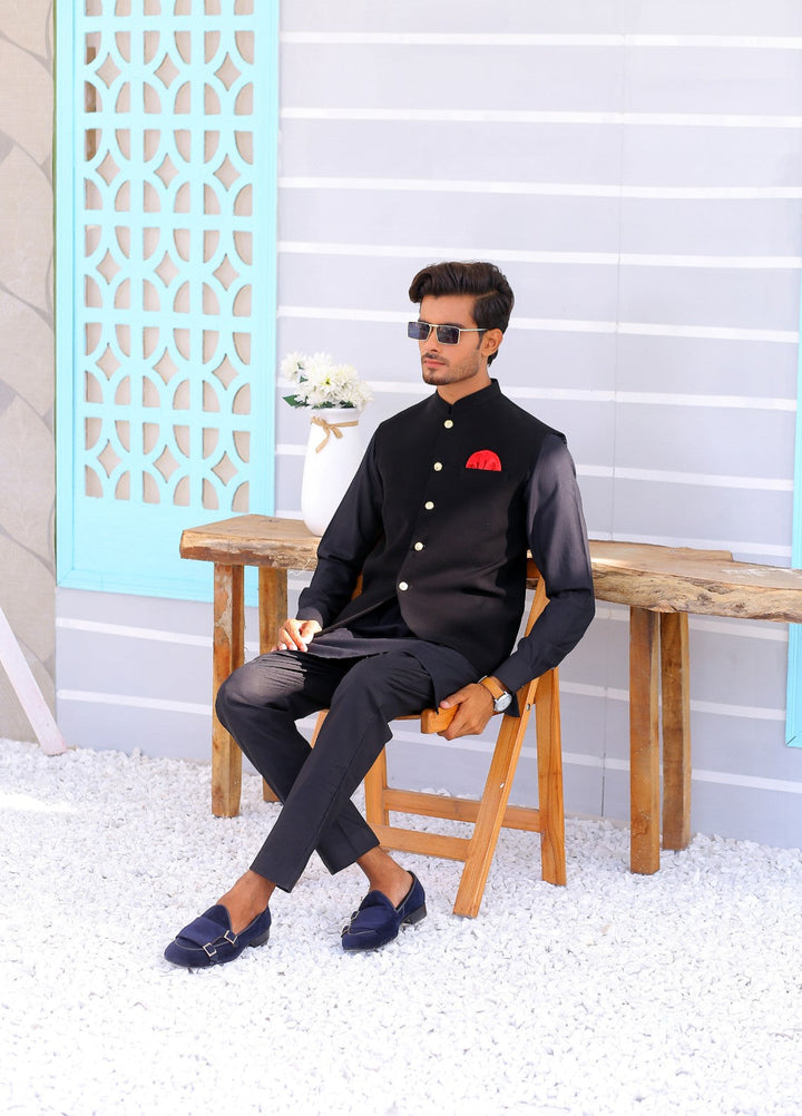 Luxe Waistcoat by Edge Republic Mens RTW Embroidered Wash N Wear 2 Piece Suit ER WC 1085 Festive Collection