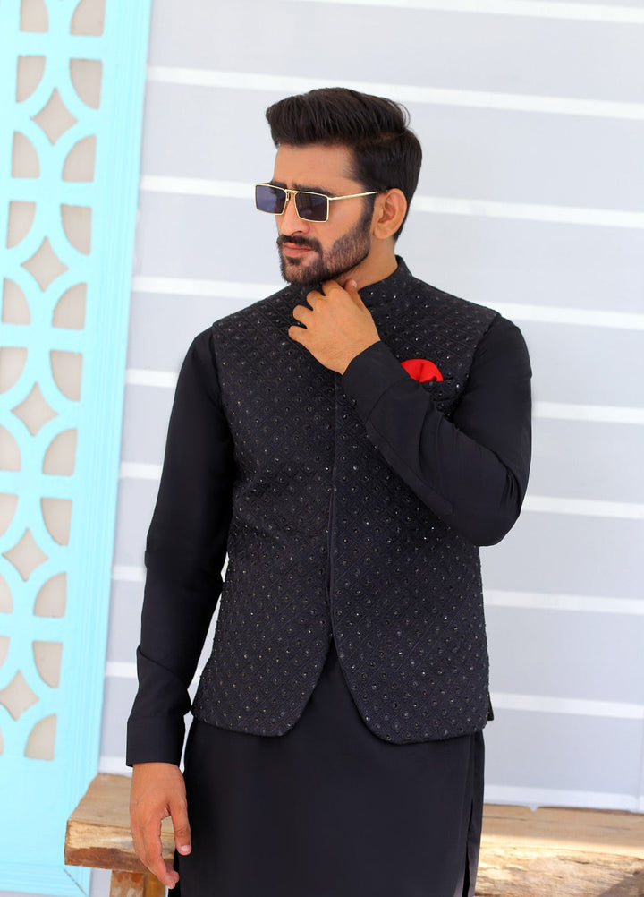Luxe Waistcoat by Edge Republic Mens RTW Embroidered Wash N Wear 2 Piece Suit ER WC 1084 Festive Collection