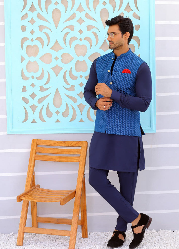 Luxe Waistcoat by Edge Republic Mens RTW Embroidered Wash N Wear 2 Piece Suit ER WC 2003 Festive Collection