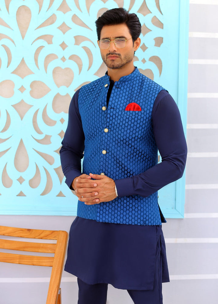 Luxe Waistcoat by Edge Republic Mens RTW Embroidered Wash N Wear 2 Piece Suit ER WC 2003 Festive Collection