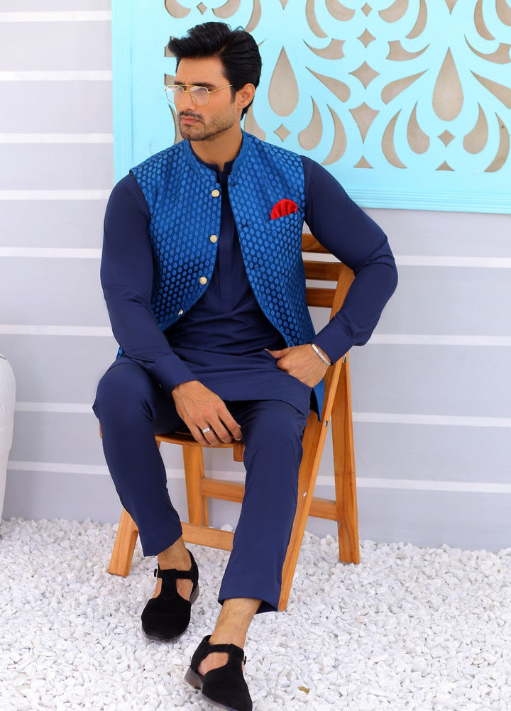 Luxe Waistcoat by Edge Republic Mens RTW Embroidered Wash N Wear 2 Piece Suit ER WC 2003 Festive Collection