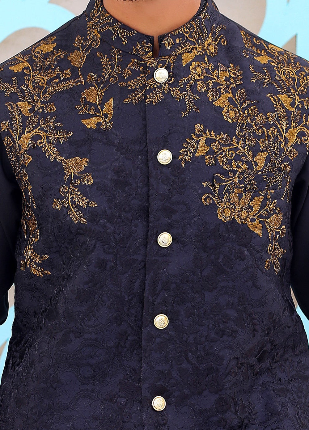 Luxe Waistcoat by Edge Republic Mens RTW Embroidered Wash N Wear 2 Piece Suit ER WC 1083 Festive Collection