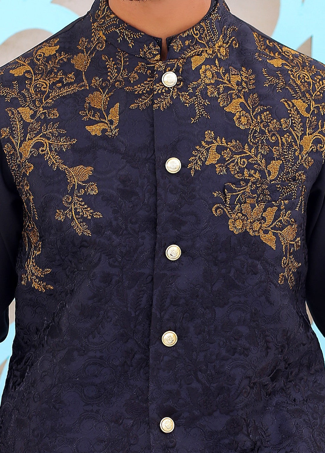 Luxe Waistcoat by Edge Republic Mens RTW Embroidered Wash N Wear 2 Piece Suit ER WC 1083 Festive Collection