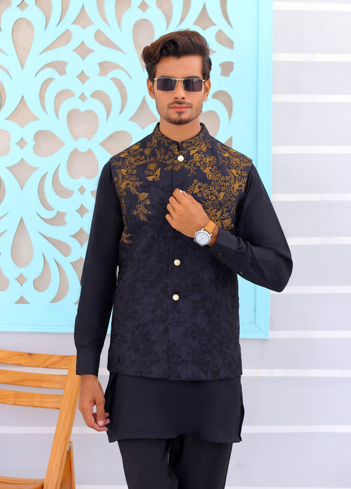 Luxe Waistcoat by Edge Republic Mens RTW Embroidered Wash N Wear 2 Piece Suit ER WC 1083 Festive Collection