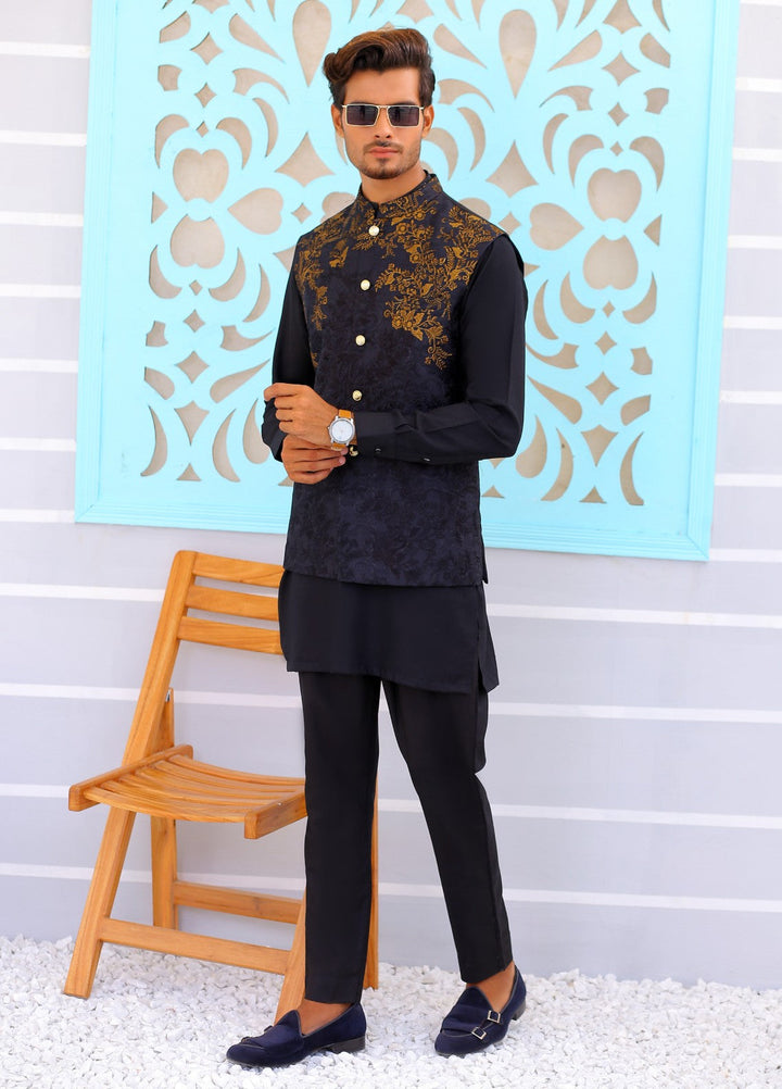 Luxe Waistcoat by Edge Republic Mens RTW Embroidered Wash N Wear 2 Piece Suit ER WC 1083 Festive Collection