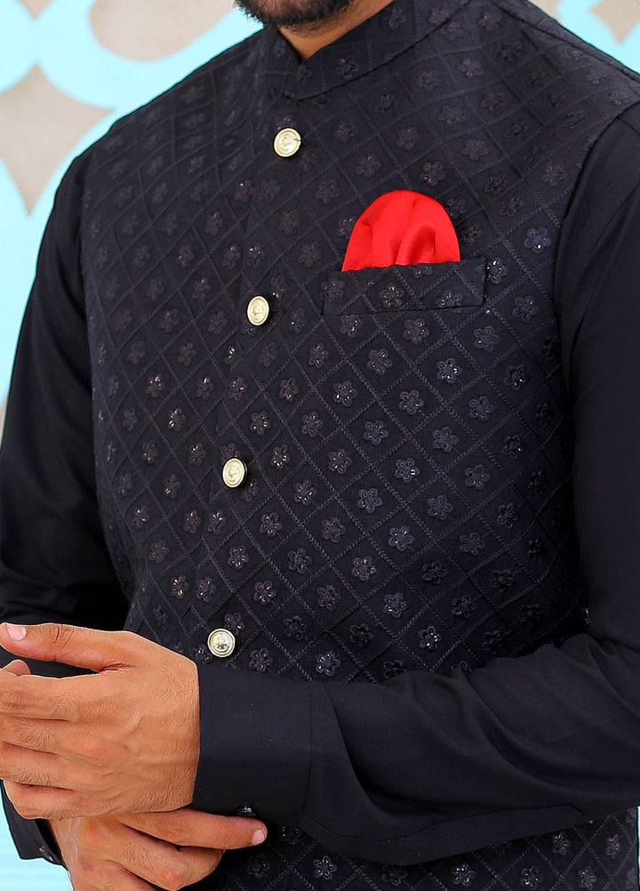 Luxe Waistcoat by Edge Republic Mens RTW Embroidered Wash N Wear 2 Piece Suit ER WC 2004 Festive Collection