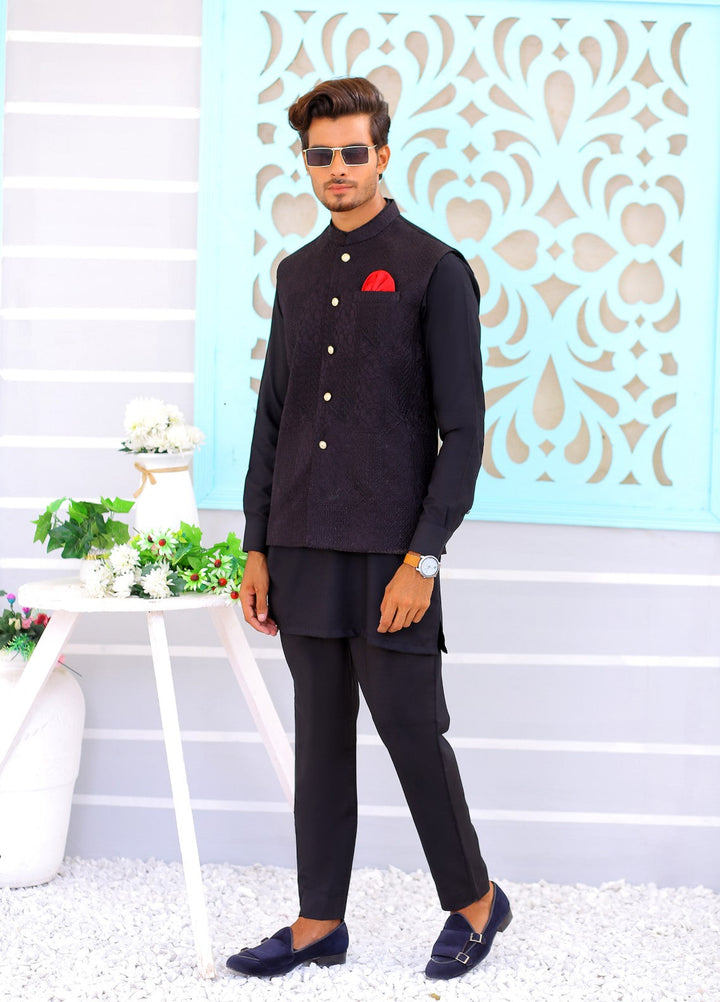 Luxe Waistcoat by Edge Republic Mens RTW Embroidered Wash N Wear 2 Piece Suit ER WC 1081 Festive Collection